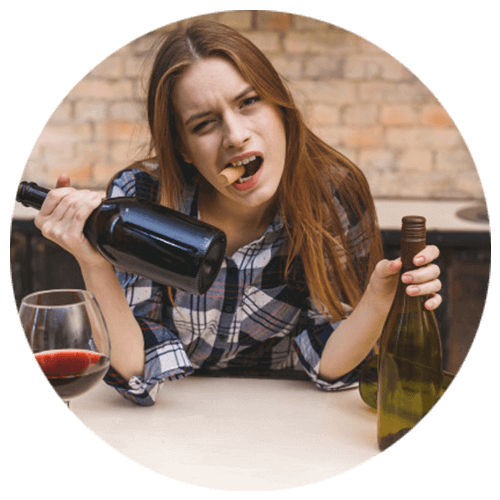 Woman using alcohol to avoid events that trigger her anger.