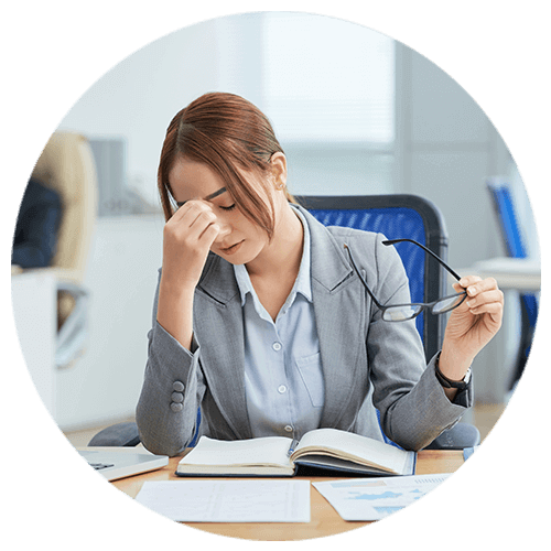 Woman with anxiety disorder facing extreame exhaustion frequently. Anxiety counselling from Mindsight Clinic can help you ease your anxiety