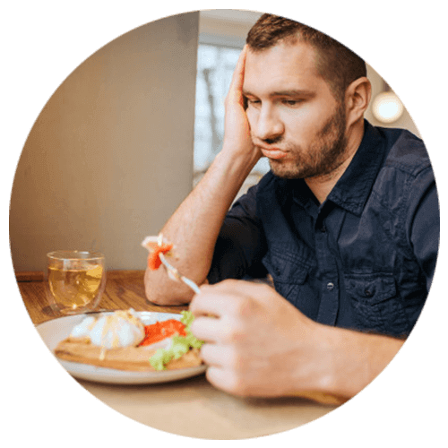 Man suffering from depression facing loss of appetite and weight change. Psychologist at Mindsight clinic can help you.