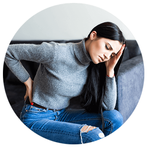 Woman with depression facing unsual body aches while working