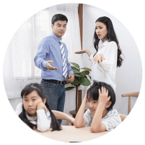 Parents arguing due to misunderstanding among children in need of parenting counselling
