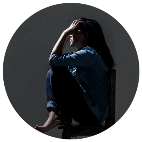 Woman with fear and depression suffering from psychosis